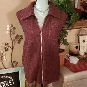 Magicwoman Wine Colored Vest with Pockets XL-2X